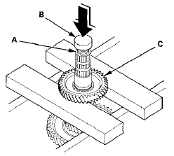 4. Remove the 37 x 41 x 54.3 mm collar, 5th gear, 1st