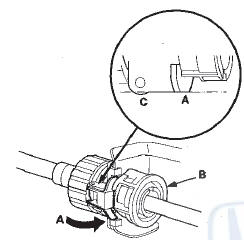 13. Make sure the shift cable end (A) is properly installed