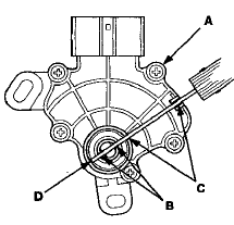 9. Install the transmission range switch (A) gently on the