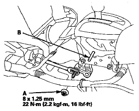 11. Remove the 6.0 mm (0.24 in) pin (B) that was installed