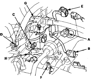 73. Connect the A/F sensor connector (C), then install it on