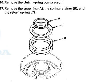 18. Wrap a shop rag around the clutch drum (A), and