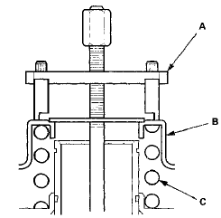 . Compress the return spring carefully until the snap