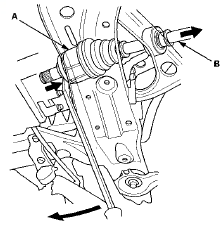 10. Right driveshaft: Drive the inboard joint (A) off of the