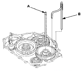 20. Install a new gasket (A) on the transmission housing,