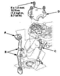 28. Install the transmission range switch cover (D).