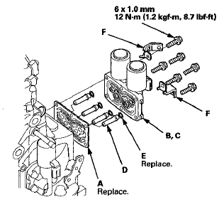 34. Install A/T clutch pressure control solenoid valves B