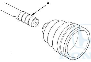 2. Install the inboard boot onto the driveshaft, then