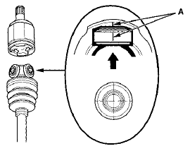 8. Fit the boot ends (A) onto the driveshaft (B) and the