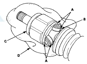 3. Remove the inboard joint on a clean shop towel (D).