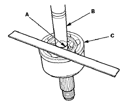 5. Securely clamp the driveshaft in a bench vise with a