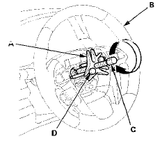 6. Remove the steering wheel puller, then remove the