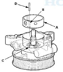 20. Install the roll pin (D) into the set hole.