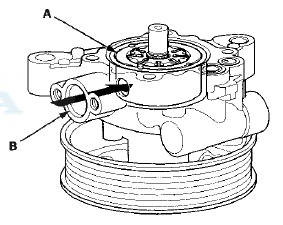 29. Coat the new pump cover seal (A) with power steering