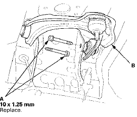 7. Install the upper arm (A), and lightly tighten the new