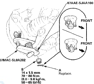 6. Disconnect the knuckle ball joint from the lower arm