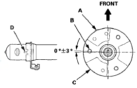 6. Align the angle of the stud (B) on the damper