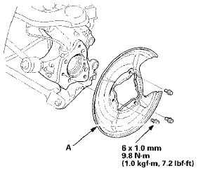 3. Remove the lock pin (A) from the upper arm ball joint,