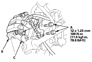 8. Remove the lock pin (A) from the upper arm ball joint,