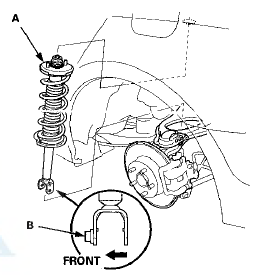 2. Loosely install the new damper mounting nuts (A) to