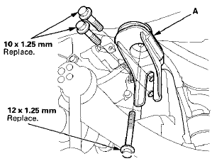 35. Remove the flange nuts (A) from the lower