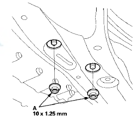 36. Remove the flange bolts (A) from the front subframe