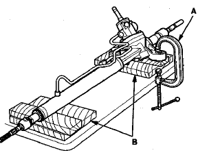 7. Unbend the lock washers (A).