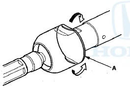 8. Hold the flat surface sections (A) of the steering rack