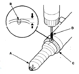 16. Hold the gearbox housing using a C-clamp (A) and