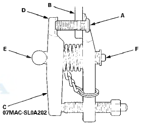 4. Insert the new wheel bolt (A) into the hub (B) while