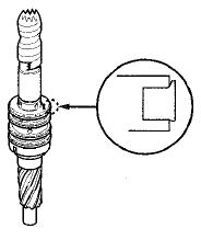 27. Remove the snap ring (A) and the sleeve (B) from the