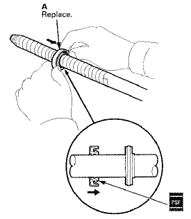 55. Remove the vinyl tape from the steering rack, then