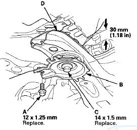 27. Loosen the rear side of the subframe mounting bolts