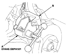 13. Press in the piston with the brake caliper piston