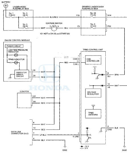 Honda Accord: Circuit Diagram - TPMS - Suspension - Honda Accord MK8 ...