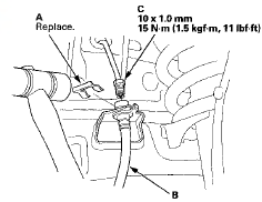 9. After installing the brake hose, bleed the brake system