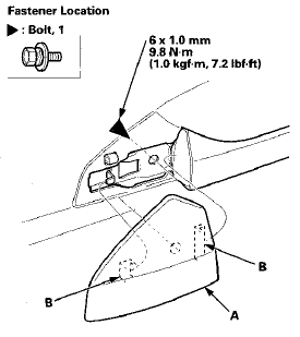 8. Release the hooks (A), then remove the lock cylinder