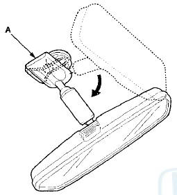 2. Slide the rearview mirror base (A) down toward the