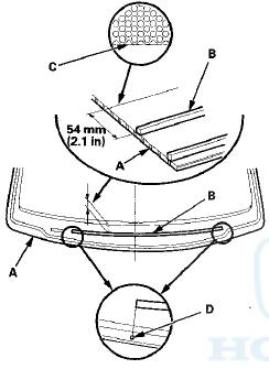 14. Attach the windshield molding (A) with adhesive tape