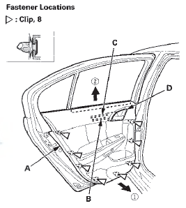 6. While holding the door panel (A) away from the door,