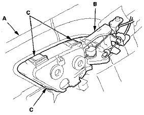 7. Remove the door panel (A) while pulling the inner