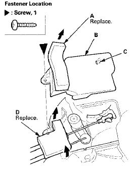 6. Disconnect the latch cable (A) and the inner handle