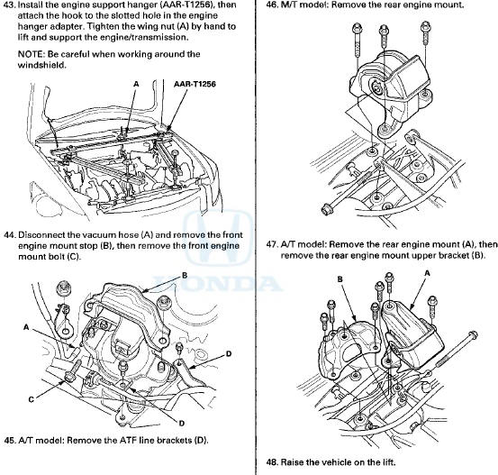 49. Remove the nuts securing the lower transmission