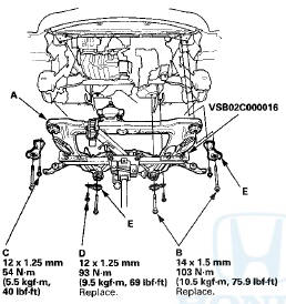 13. Loosely install the new front subframe mounting