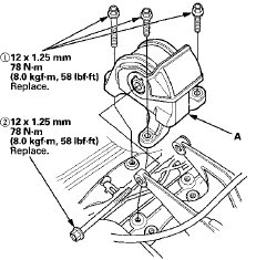 30. A/T model: Install the rear engine mount upper