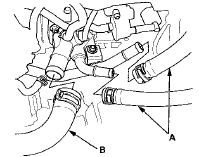 35. A/T model; Connect the ATF cooler hoses (A), and