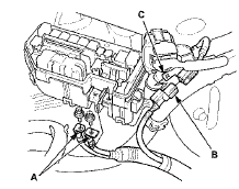 61. Connect the harness connector (B), and Install the