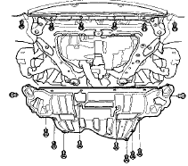 26. Loosen the drain plug in the radiator, and drain the