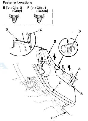 3. Pull out the rear door opening seal (A) from the trim