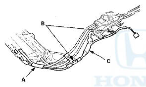 5. Remove the screws (A, B ) securing the cable tube rear